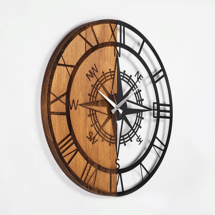 Wallity Reloj de Pared Decorativo de Madera en Nogal y Negro